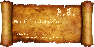 Merő Balabán névjegykártya